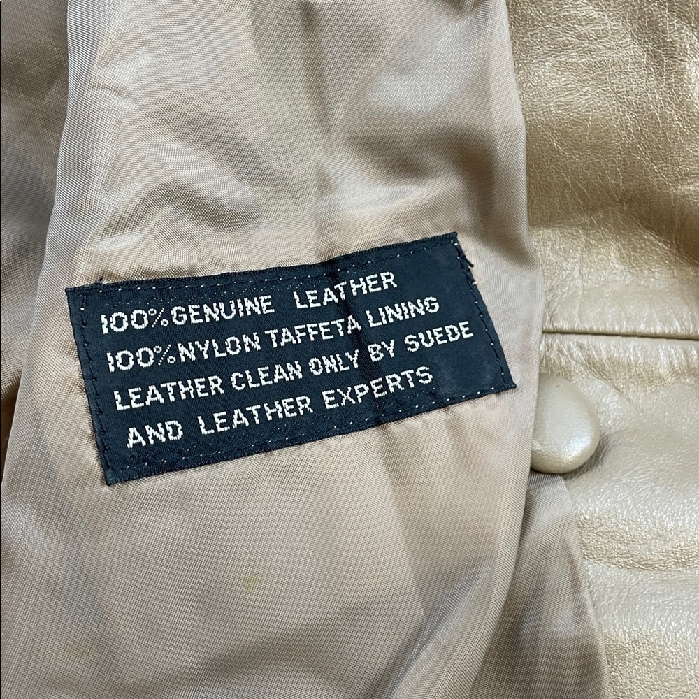 Leather Loft Taupe Genuine Leather Belted Jacket Women’s Sz 7/8 - Picture 7 of 7